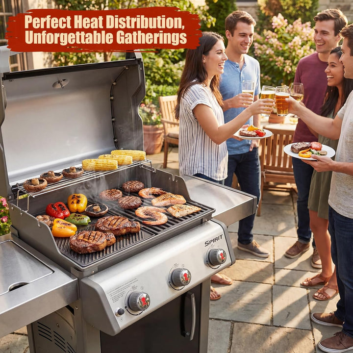 Denmay 7638 44,5 cm Grillrost & Grillplatte für Weber Spirit I & II 300 Serie (mit vorderen Brennerk