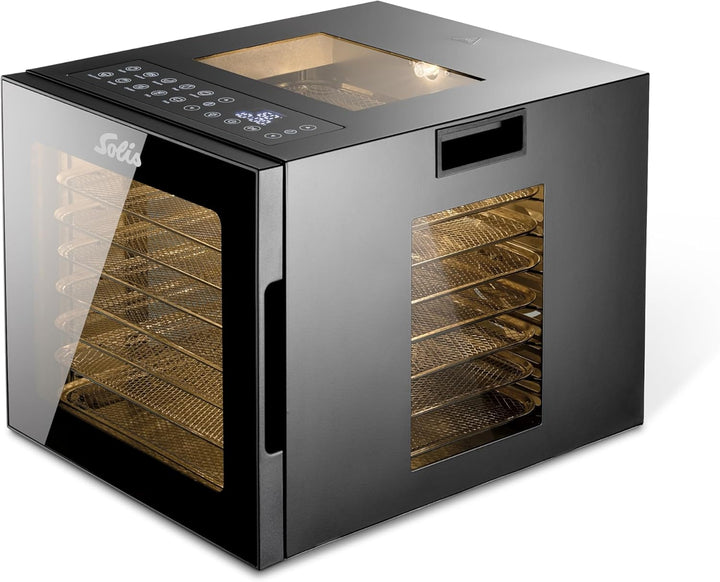 Solis VitaDrey Dörrautomat 850 W – 8 Edelstahl-Dörrgitter, Touchdisplay, 35–75 °C, 48 h Timer, Innen