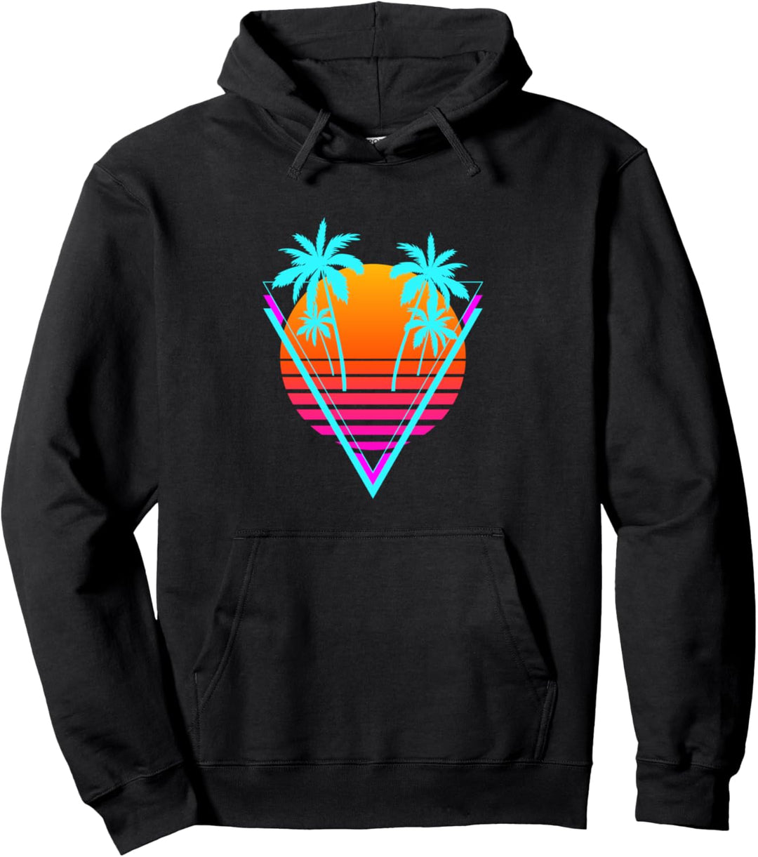 Vaporwave Aesthetic Retro Sunset Palme Retrowave Pullover Hoodie