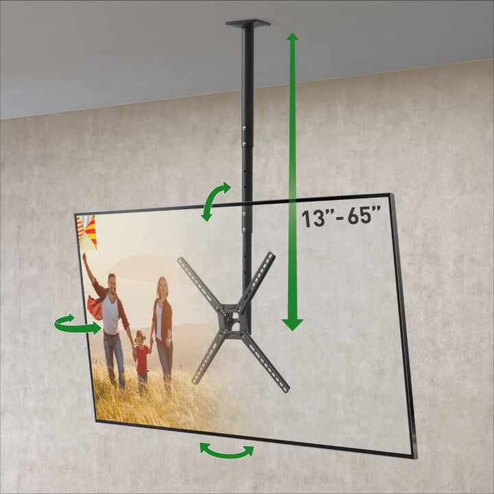 Barkan 97cm Lange TV Deckenhalterung, 29 - 65 Zoll Neigbar / Vollbewegung flach & Curved Fernseher T