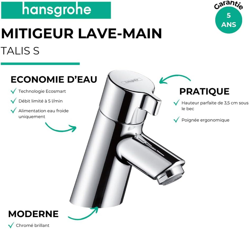 hansgrohe Standventil, Auslauf Höhe 40mm für Kaltwasser, ohne Ablaufgarnitur, Chrom