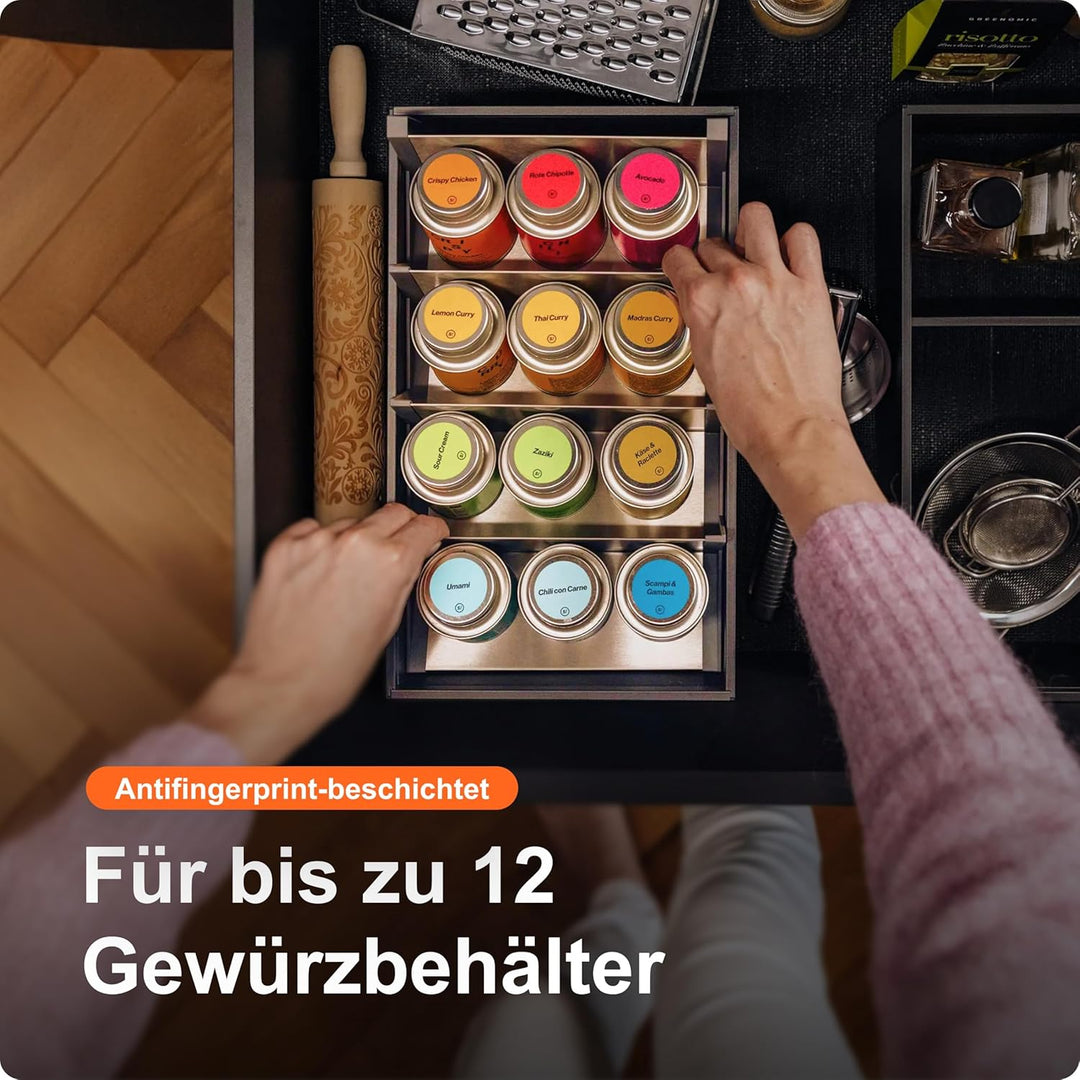 BLUM© Premium Qualität I AMBIA-LINE Gewürzhalter für Schubladen I Gewürzregal I Spice Organizer für