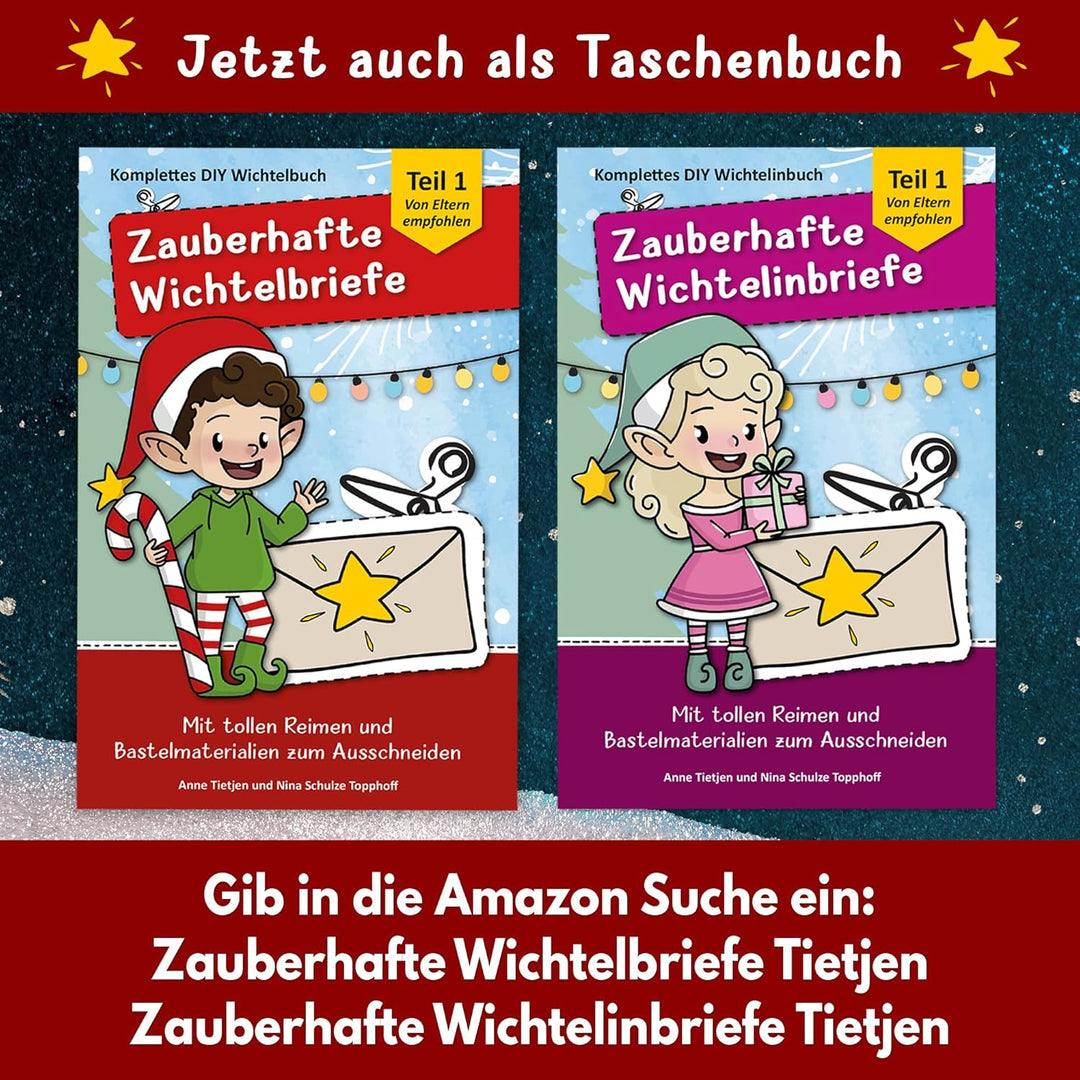 Premium Wichtelbriefe Komplettset 1 zum Ausschneiden mit Reimen, Abenteuern, Wichtel-Schabernack und