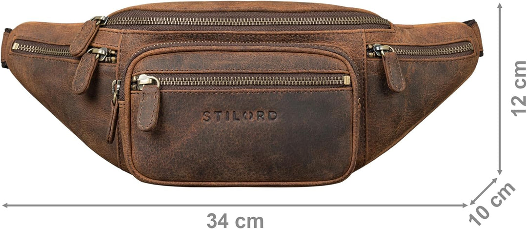 STILORD 'Caspar' Gürteltasche Leder Gross Vintage Bauchtasche für Herren Damen Kinder Hüfttasche Mod