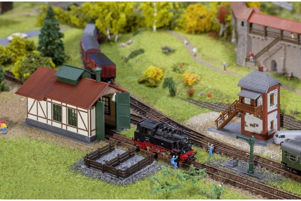 FALLER Set Nebenbahnlokschuppen mit Blockstelle Modellbausatz I 99 Einzelteile I Modelleisenbahn Zub