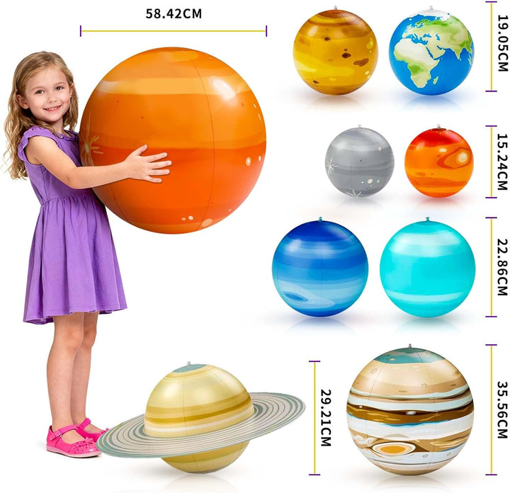 Jumbo Aufblasbares Sonnensystem Set – 9 Planeten zum Aufhängen inkl. Luftpumpe, Aufhängeschnur & Wis