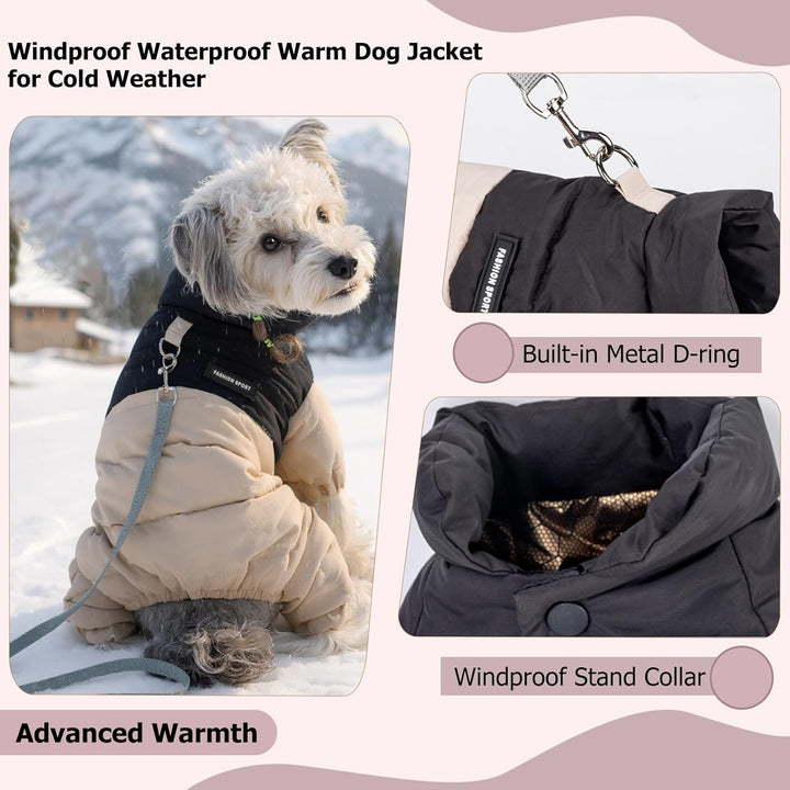 Winter-Hundemantel mit Stehkragen, winddicht, wasserdicht, warme Hundejacke für kaltes Wetter, vierb