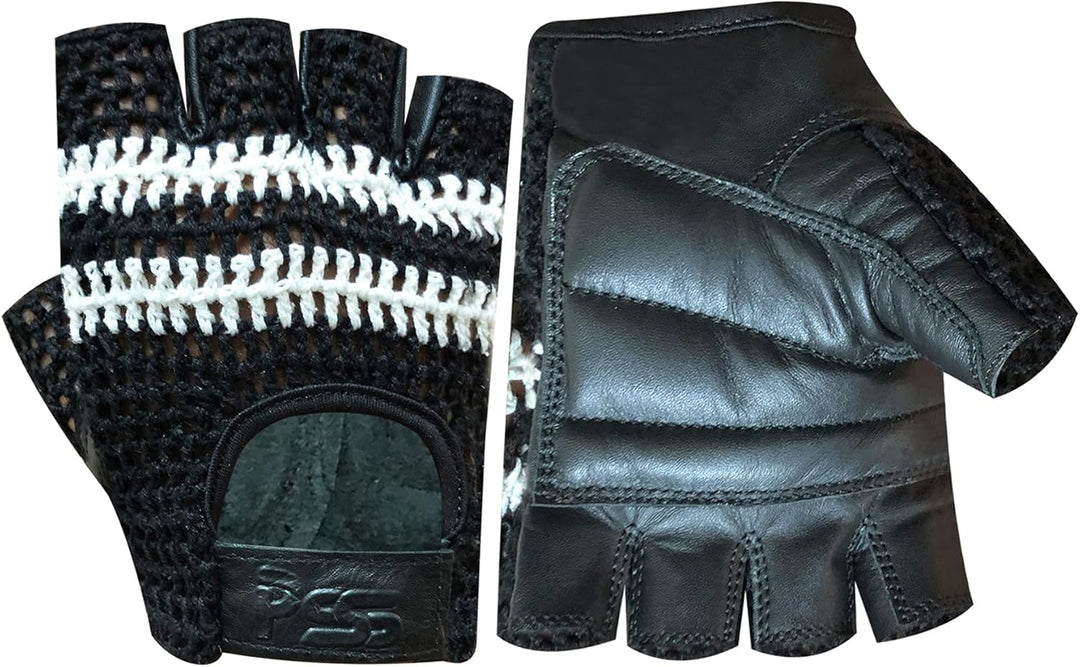 PSS Fingerlose Halbfinger Gepolstert Leder Netz Handschuhe Herren Manner Muskeltraining Bodybuilding