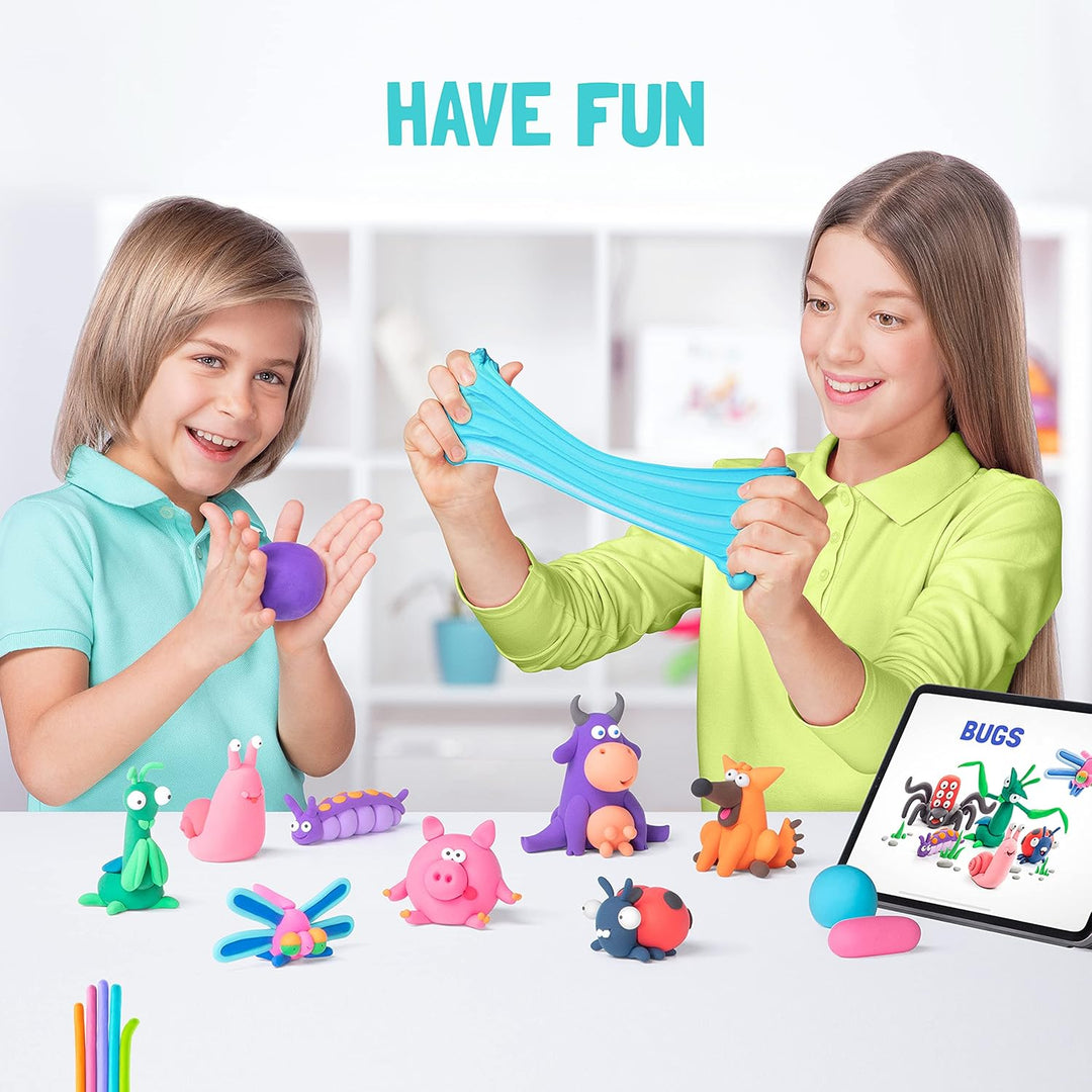 Hey Clay Animals-Set – bunte Modellier-Kinder – lufttrockenes Ton-Set 15 Dosen und Modellierwerkzeug
