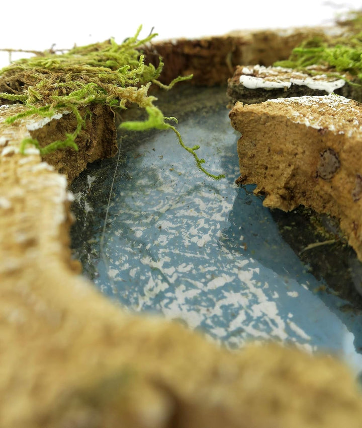 Ferrari & Arrighetti Zusammensetzbarer Fluss für Krippe, 4 Teile, Bertoni Krippenlinie, Holz, Mehrfa