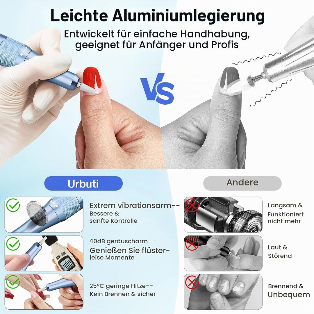 Elektrische Nagelfeile Nagelfräser Professioneller, 40000U/Min, LCD Maniküre Pediküre Set mit Multif