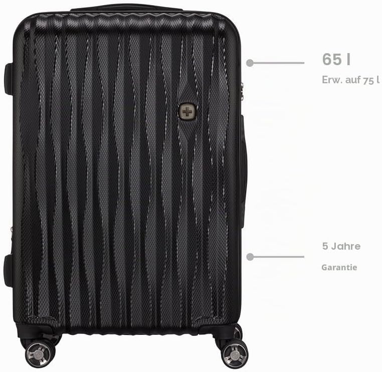 WENGER Energie M Hartschalenkoffer mit 4 Rollen, Trolley, M, 65 (75) l, Sicherheitsschloss, Damen He