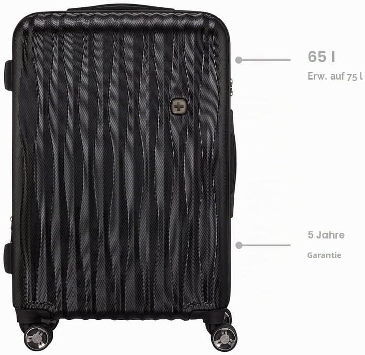 WENGER Energie M Hartschalenkoffer mit 4 Rollen, Trolley, M, 65 (75) l, Sicherheitsschloss, Damen He