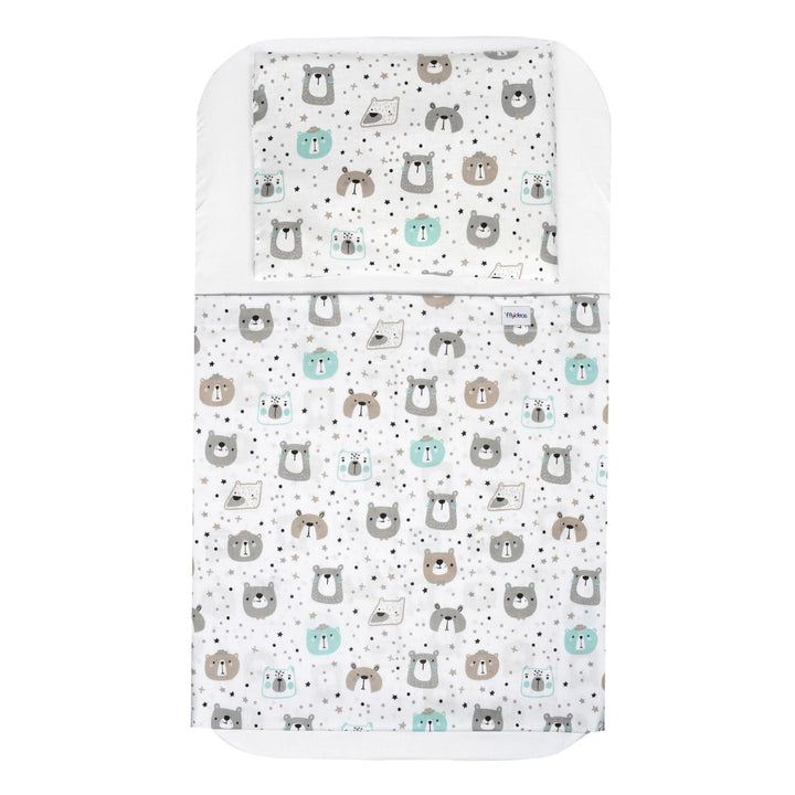 FlyIdeas Next2me Beistellbett Spannbettlaken 4 Teile Komplett-Set 83x50 cm mit wasserdichte Matratze