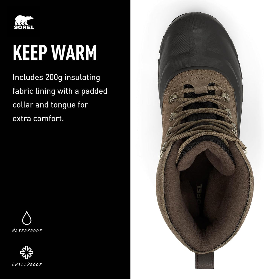 Sorel Buxton Lace Waterproof wasserdichte Winterstiefel für Herren, Braun (Major x Black), 40 EU 41.