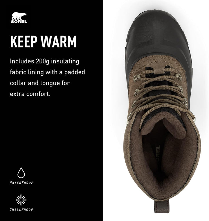 Sorel Buxton Lace Waterproof wasserdichte Winterstiefel für Herren, Braun (Major x Black), 40 EU 41.