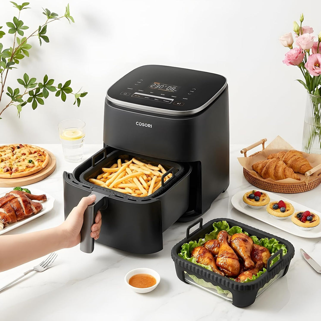 Airfryer Glasbehälter für Ninja AF180EU 6,2 L Schwarz, Schwarz