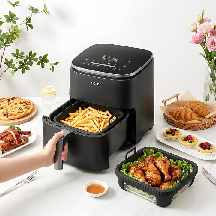 Airfryer Glasbehälter für Ninja AF180EU 6,2 L Schwarz, Schwarz