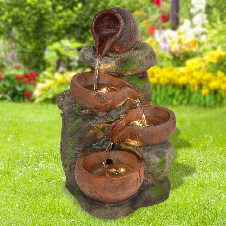 AMUR Gartenbrunnen Brunnen Zierbrunnen Zimmerbrunnen Springbrunnen Brunnen 230V Wasserfall Wasserspi