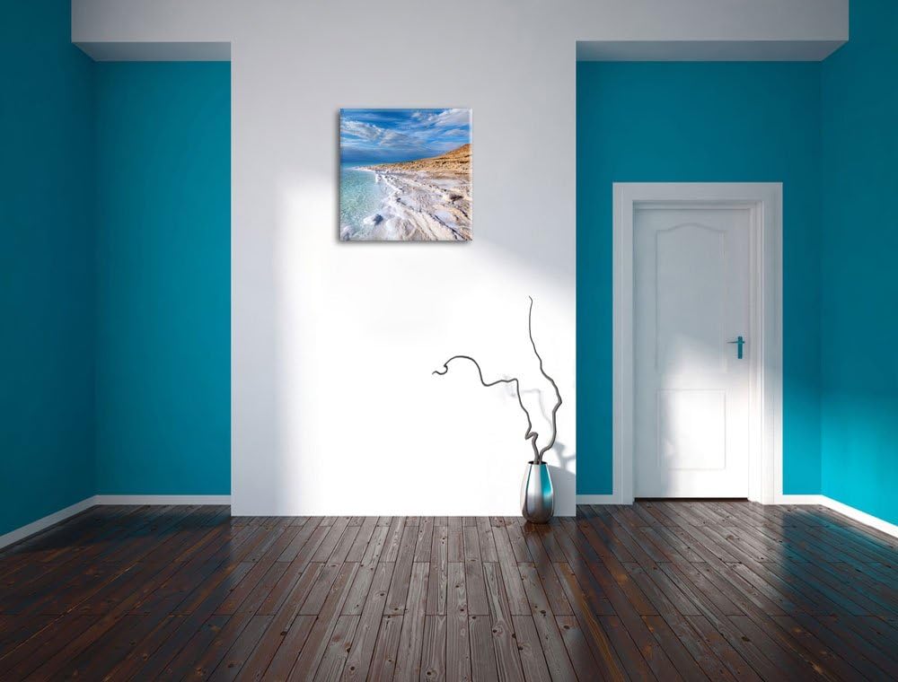 Das Tote Meer bei Tag, Format: 70x70 auf Leinwand, XXL riesige Bilder fertig gerahmt mit Keilrahmen,