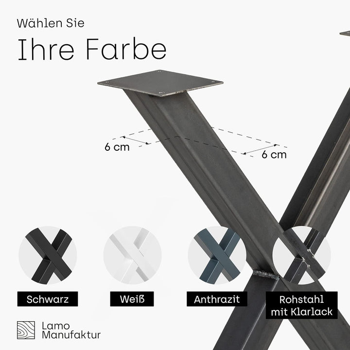 LAMO Manufaktur Tischbeine für Esstisch | Schreibtisch, Mark Light | Vierkantprofil 60x60 mm, Tischg