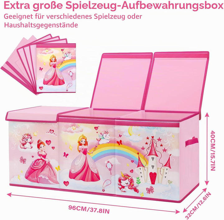 Extra Gross Aufbewahrungsbox mit Deckel Kinder, Zusammenklappbare Oxford-Spielzeugkiste mit Griff fü