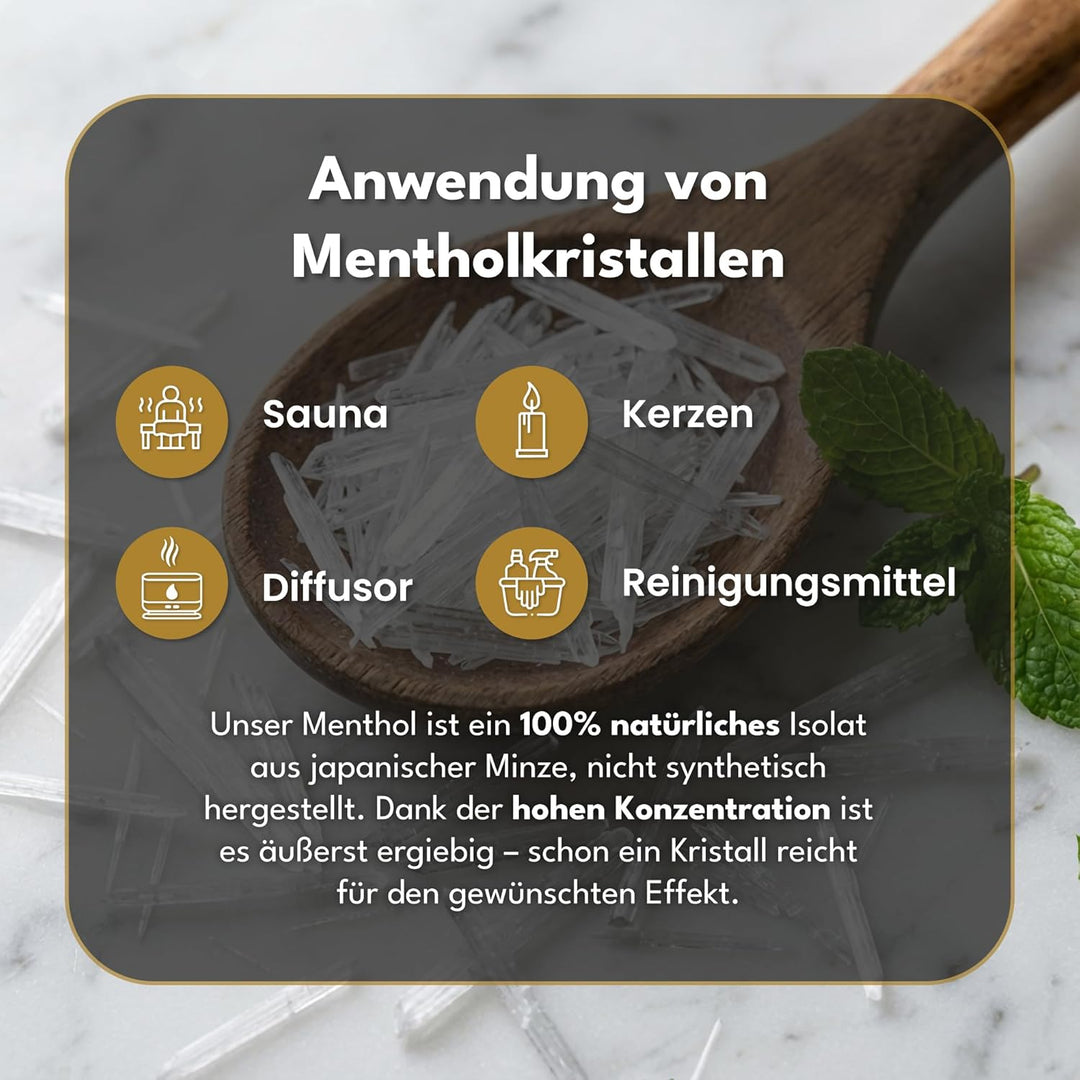 100g Mentholkristalle - 100% Natürlicher Menthol aus Japanischer Minze - Intensiver Kühl- und Erfris