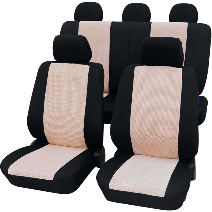 PETEX Auto Sitzbezüge Universal Komplett Set 11-teilig - Madagaskar beige, Eco Class mit SAB 1 Vario