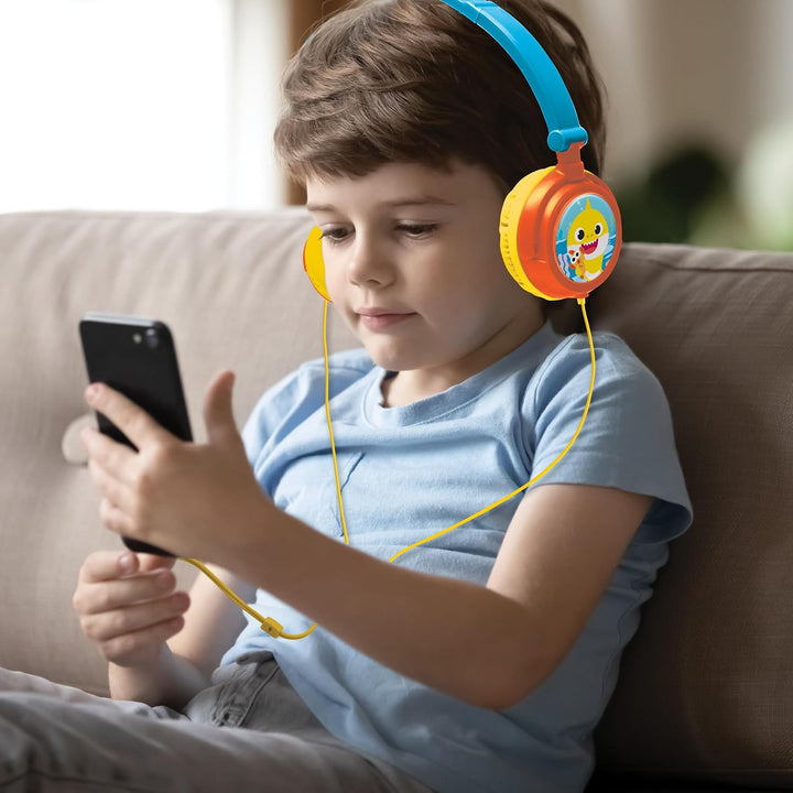 Lexibook, Baby Shark, Stereo-Kopfhörer, kindersichere Lautstärke, klappbar und einstellbar, blau/ora