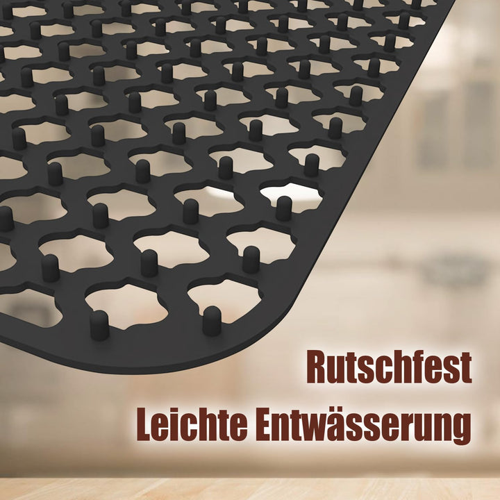 Silikon SpüLbeckeneinlage, Zusammenklappbar rutschfeste SpüLbeckenmatte Silikon 34x29 cm (Schwarzes