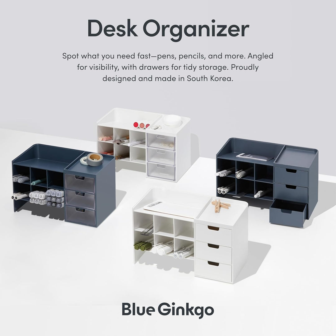 BLUE GINKGO Hive Stack Desk Organizer – Stapelbarer Stiftehalter, Schreibtischorganizer mit Schublad