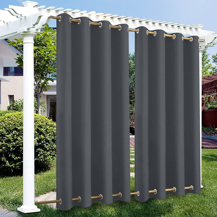 Outdoor Vorhänge Wasserdicht, Winddicht Outdoor Gardinen mit Ösen Oben und Unten, Blickdicht Vorhang