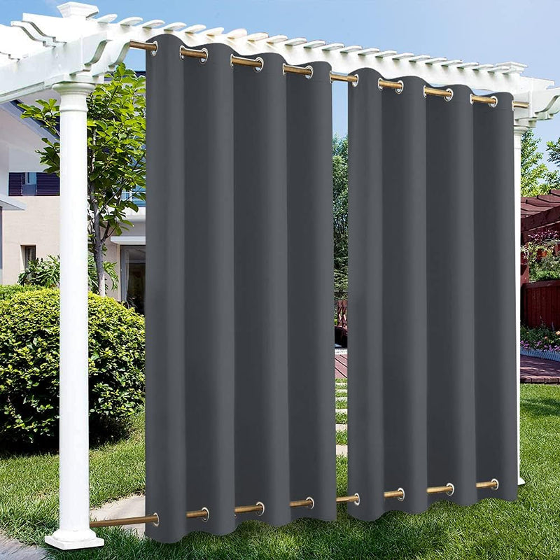 Outdoor Vorhänge Wasserdicht, Winddicht Outdoor Gardinen mit Ösen Oben und Unten, Blickdicht Vorhang