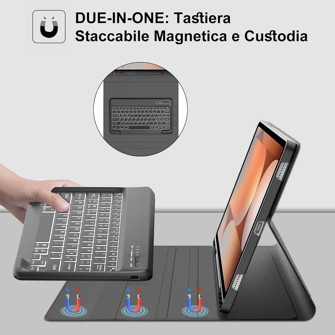 Magnetische Tastatur für Samsung Galaxy Tab S10 Ultra 14,6 Zoll 2024, QWERTY Italienische Tastatur m