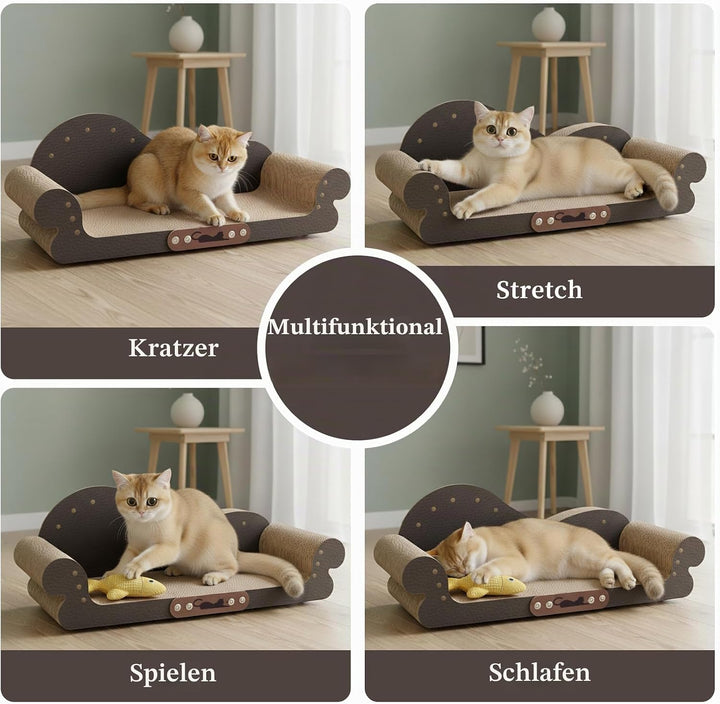 Kratzbrett Katzen XXL, Langlebig und Doppelseitig Nutzbar, mit Sofa Design Kratzmatte, mit Kratzpapp