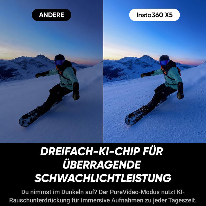 Insta360 X5 Snowboard-Bundle - wasserdichte 8K 360°-Kamera, Unsichtbarer Selfie-Stick-Effekt, Spitze