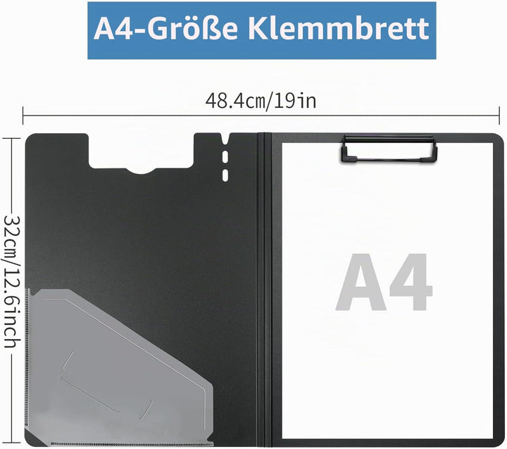 Klemmbrett A4 mit Deckel,5 Stück Schreibbrett Klemmbretter mit Innentasche,Aufklappbare Schreibplatt