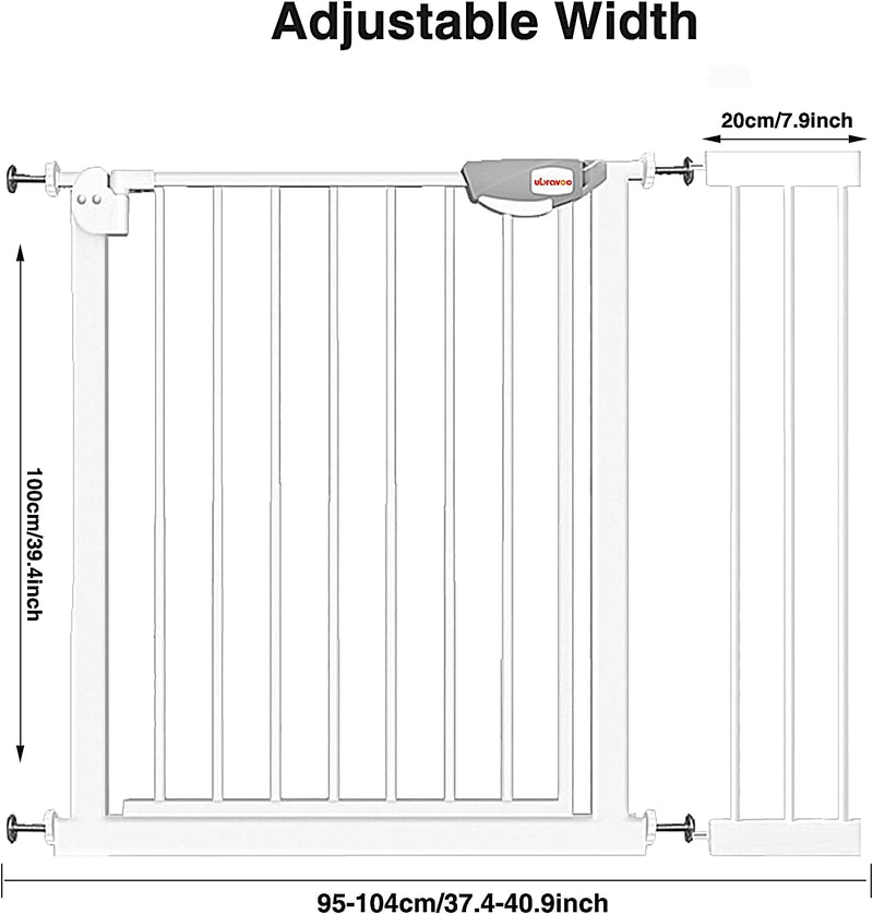 UBRAVOO Babygitter für Türen und Treppen, Höhe 100 cm, Sicherheits-Haustiergitter, Spannungstyp, aut