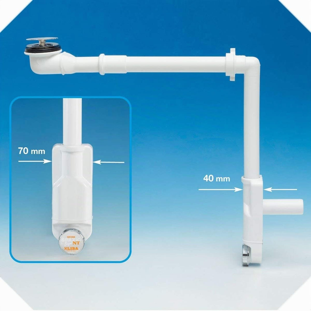 lira A.8274.04 Sifone Spazio NT Con Piletta Basket Bagno Bassa BECKENFALLE MIT ABFALL, Weiss