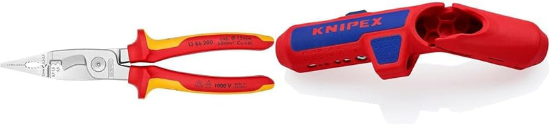 KNIPEX Elektro-Installationszange 1000V-isoliert (200 mm) 13 86 200 & ErgoStrip Universal-Abmantelun