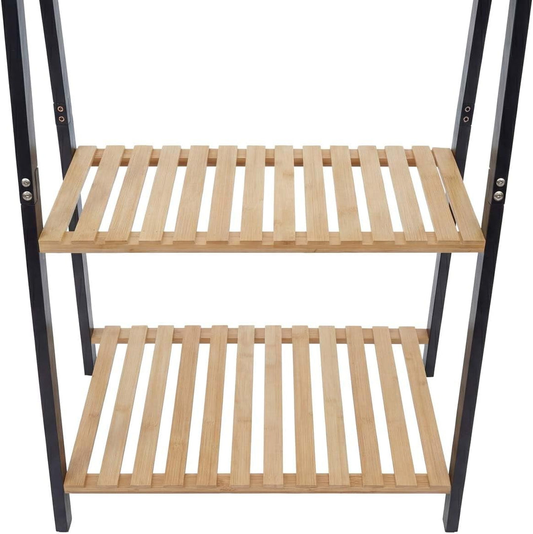 Mendler Bambus Pflanzenregal HWC-Q32, Blumentreppe Pflanzentreppe Badregal, Stange 2 Ablagen 130x70x