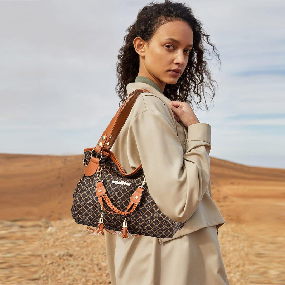 NICOLE & DORIS Handtasche Damen Retro Schultertasche Weiche PU Leder Retro Shopper Tasche Hobo Henke
