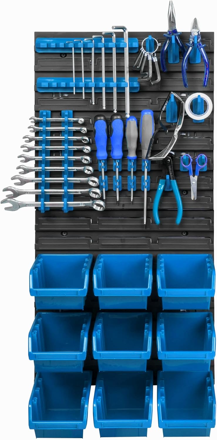 botle 9 Stapelboxen Wandregal Kunststoff 39 x 78 cm Werkzeughalter Werkstatt Garage Lagersystem Sich