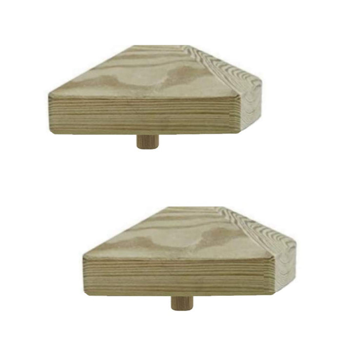 Pfostenkappe | Holz imprägniert | 130 x 130 mm | 2 Stück | Eckige Abdeckkappe für Garten Holzpfosten
