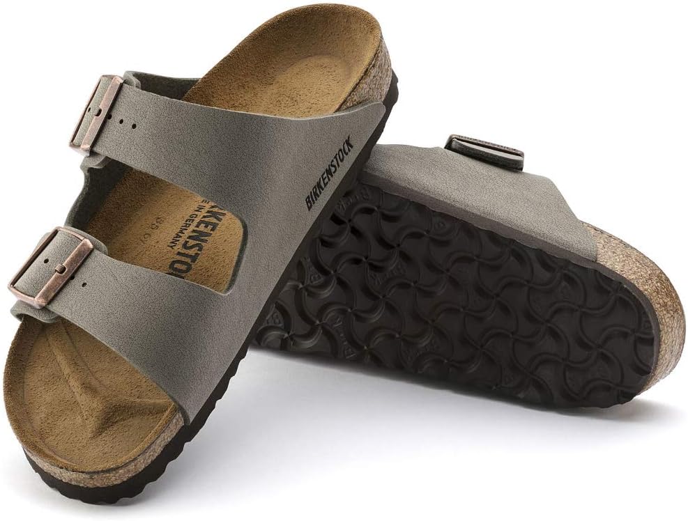BIRKENSTOCK Unisex Arizona Birko-Flor Nubukleder Weit Pantoletten 36 EU Grau Stone, 36 EU Grau Stone