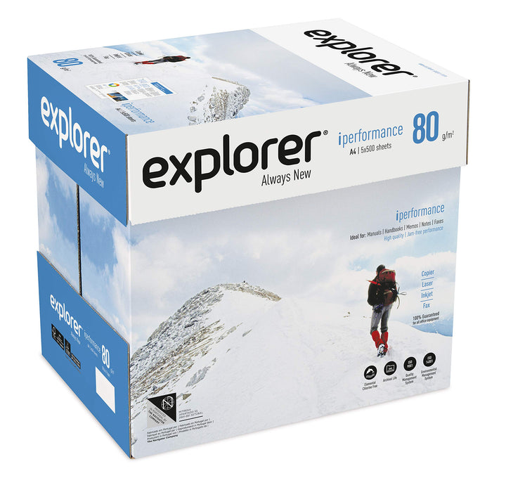 EXPLORER 5 x 2500 Blatt weisses Multifunktionspapier für A4 Drucker, 80 g, Weiss