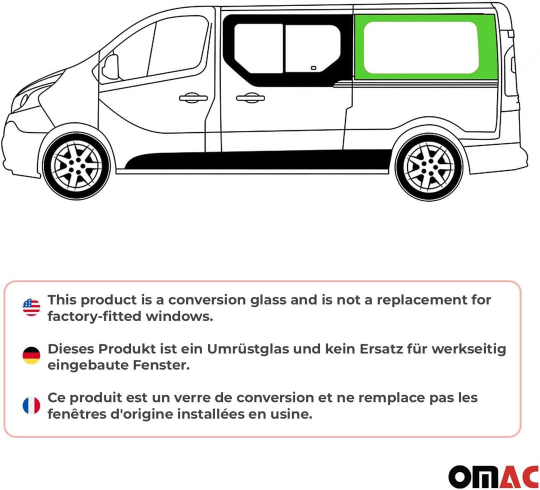 Seitenfenster Auto Fenster kompatibel mit Opel Vivaro 2001-2014 Rechts L2 | Auto Schwarz Dunkel Getö