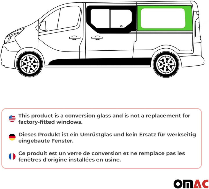 Seitenfenster Auto Fenster kompatibel mit Opel Vivaro 2001-2014 Rechts L2 | Auto Schwarz Dunkel Getö