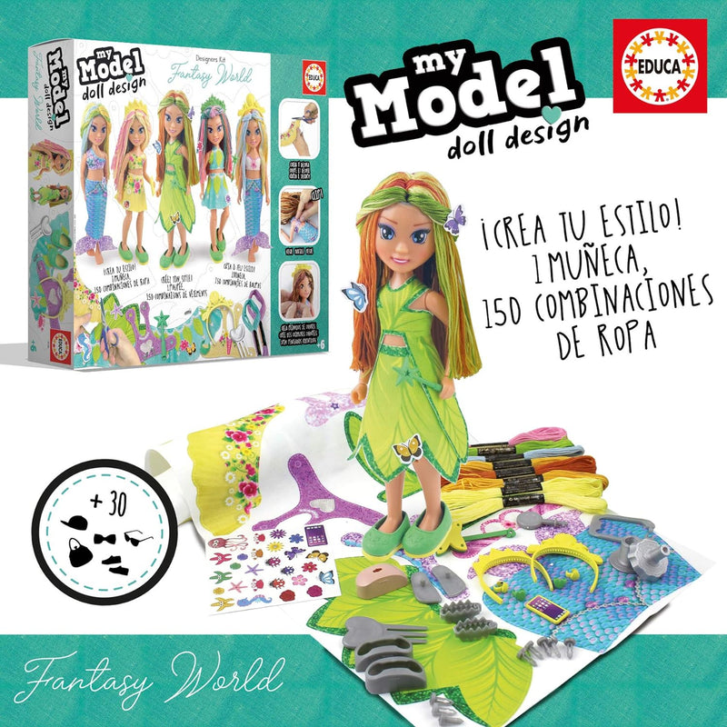 Educa 18366, My Model Doll Design Fantasy Puppe, DIY, Puppen selber Machen, Bastelset für Kinder ab