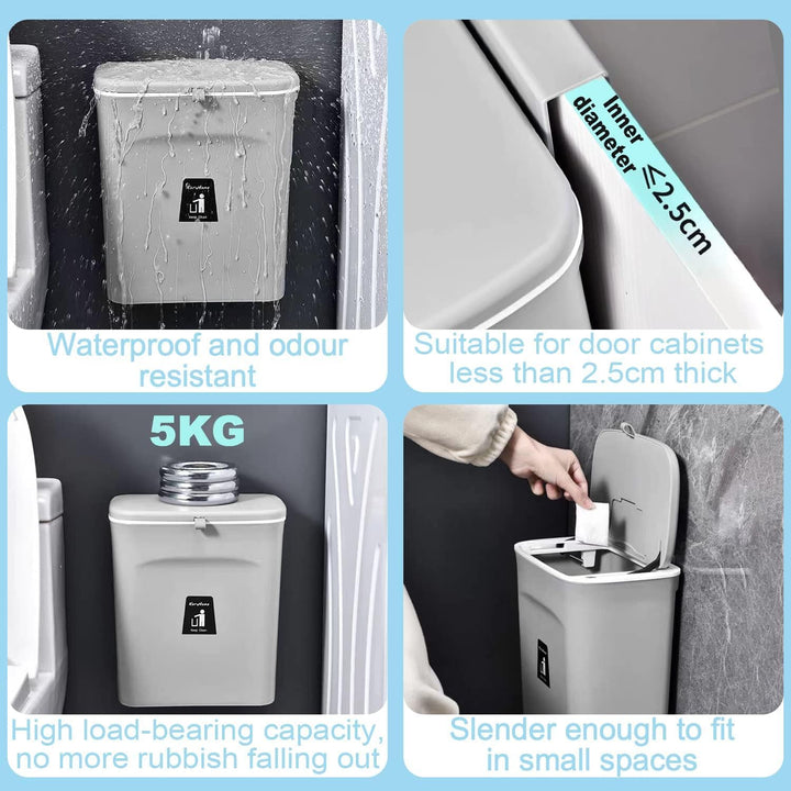 Komposteimer für Küche, 9L Hängender Mülleimer mit Deckel, Küchenabfalleimer, Mülleimer für Küche un